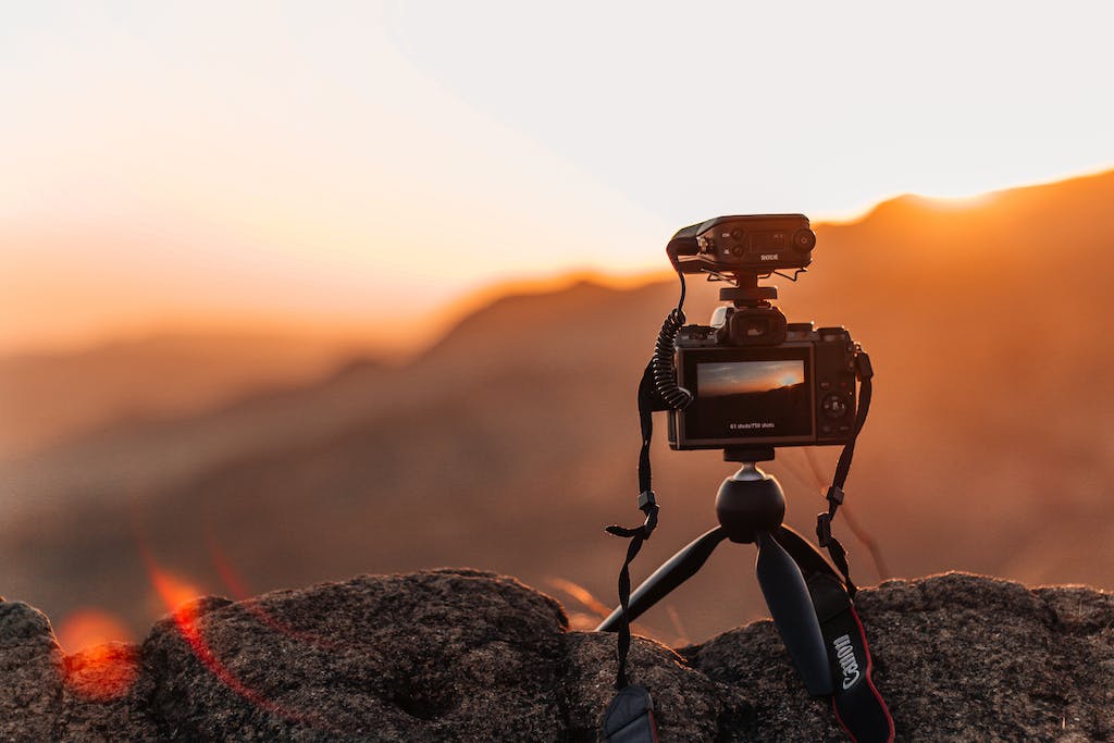 Selective Focus Photography of Action Camera With Stand